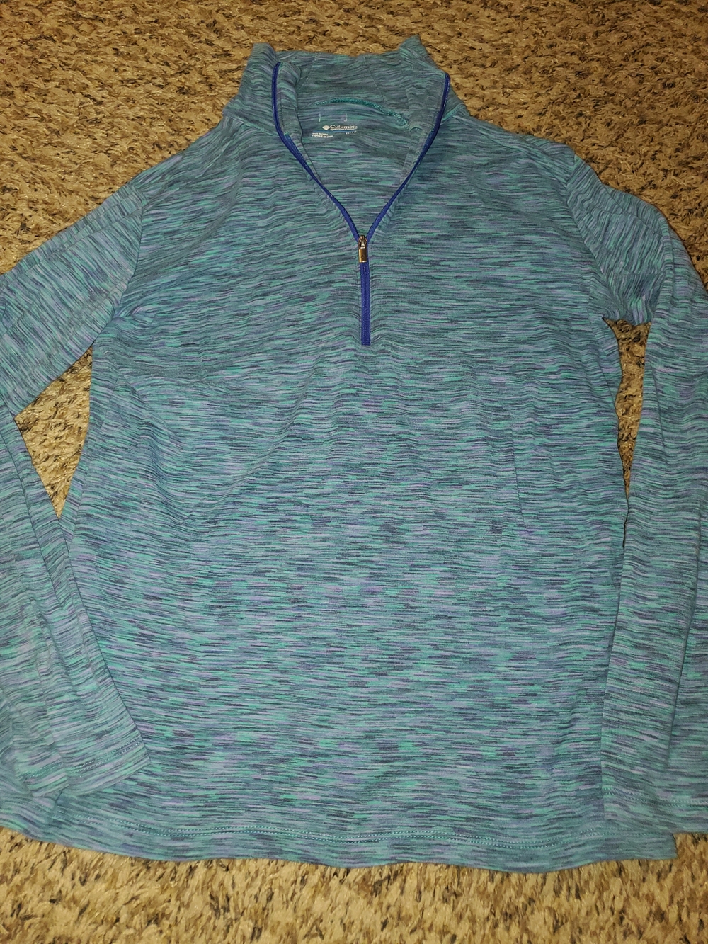 Columbia Blue Teal Heathered Half-Zip Pullover